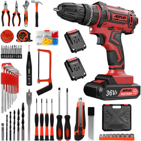 Magicfox – Perceuse-visseuse sans fil 36V avec 2 batteries 2.0Ah – Couple 40Nm pour perçage bois et métal – Mandrin 10mm sans clé – 2 vitesses