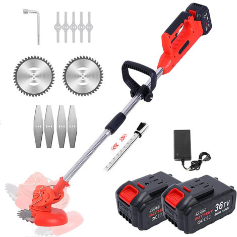 Kitytety – Coupe-bordure à batterie 36V avec 2 batteries 4.0Ah – Tête pivotante – Tube télescopique – Moteur 1200W pour coupe précise
