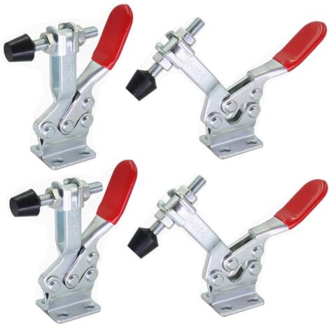 Morsetti a ginocchiera Ulisem GH-225-D, confezione da 4, capacità di carico 250 kg, resistenti, antiscivolo, regolabili, per lavorazione del legno e saldatura (225D) (1/5)
