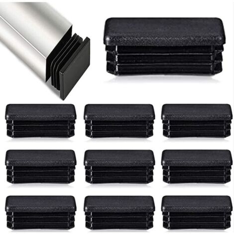 Ulisem 12 pezzi Tappi per tubi rettangolari - 80 x 40 mm - Tappi terminali per tubi in metallo - Sedie e mobili tubolari - Nero