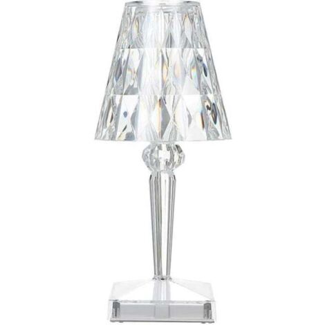 Lampada da tavolo in cristallo di diamante Ulisem, lampada da comodino in cristallo ricaricabile tramite USB, temperatura/luminosità regolabili, tipo touch