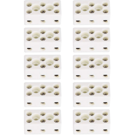 Ulisem 10 pezzi 3 vie morsettiera in ceramica connettori per cavi elettrici connettori in ceramica porcellana ad alta temperatura 24A 3 posizioni 8 fori 33,53x17,85x15,50mm