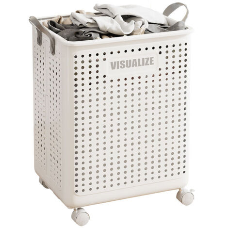 Fenteer Cesto Portabiancheria Con Ruote E Coperchio Pieghevole - Salvaspazio Con Maniglia, Beige (Taglia M)