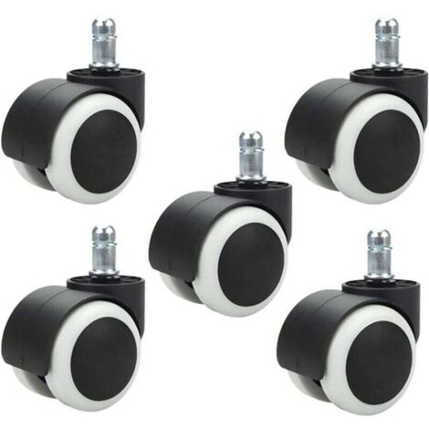 Ulisem 5 pezzi Ruote per sedia da ufficio 48 mm Ruote per sedia da computer Ruote girevoli per sedia da ufficio Ruote di ricambio Dimensioni stelo standard 11 mm × 20 mm, senza graffi o