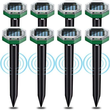 Ulisem 8 pezzi Repellente per talpe a ultrasuoni solare, repellente per talpe a ultrasuoni solare con IP65 impermeabile, adatto per giardini, patii e prati per respingere le talpe