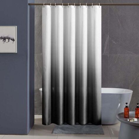 Tenda da doccia antimuffa Ulisem, tessuto sfumato nero, lavabile, 120x200 cm, tenda da bagno in poliestere impermeabile con 8 ganci originali per tenda da doccia (1/4)