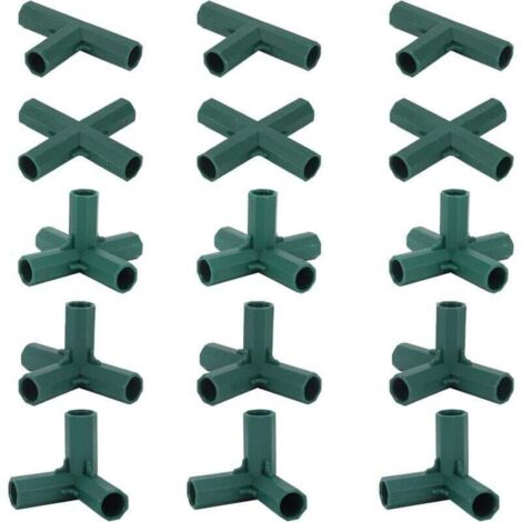 Ulisem15Pcs Connettori per telaio serra, connettori angolari per telaio da giardino Asta elicoidale da 16 mm 4 tipi Supporto stabile e robusto per serra