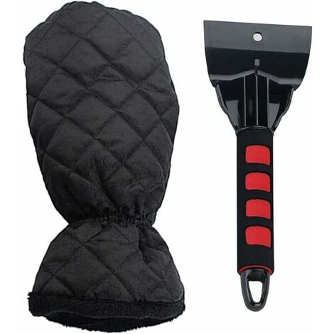 Raschietto per ghiaccio Ulisem con guanto per auto, SUV e furgoni, raschiaghiaccio resistente per sbrinare parabrezza e finestrini dell'auto, ideale per l'inverno contro ghiaccio e neve - Rosso/Nero (1/4)