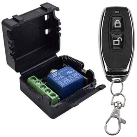 Ulisem433Mhz Interruttore di controllo remoto wireless universale DC 12V 1CH Modulo ricevitore relè RF Trasmettitore a levetta momentaneo per LED, pompa, auto (2 trasmettitori a pulsante + 1 ricevitor (1/4)