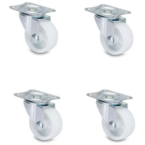 Ruote girevoli leggere Ulisem da 1,5 pollici, ruote a fondo piatto in PP bianco, ruote universali resistenti all'usura, ruote per carrelli, ruote per mobili, 4 pezzi (1/3)