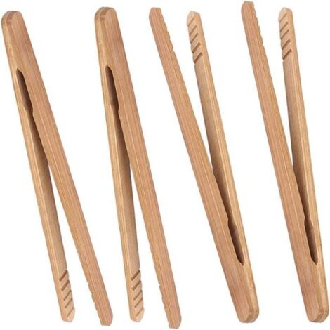 UlisemPinces à toast classiques réutilisables en bambou – Pince de cuisson en bois, idéale pour grille-pain, fruits, pain et cornichons, ustensile de cuisine pour fromage Lot de 4