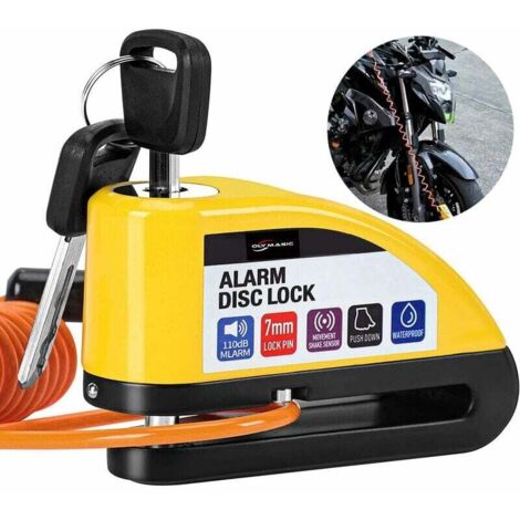 UlisemMotorcycle Blocca Disco Allarme 110db Antifurto Moto, Blocca Disco Allarme Elettrico con Cavo Promemoria da 1,5 m, Borsa Portatile, Lucchetto Antifurto per Moto Bici Vespa Ciclomotore Moto Cross