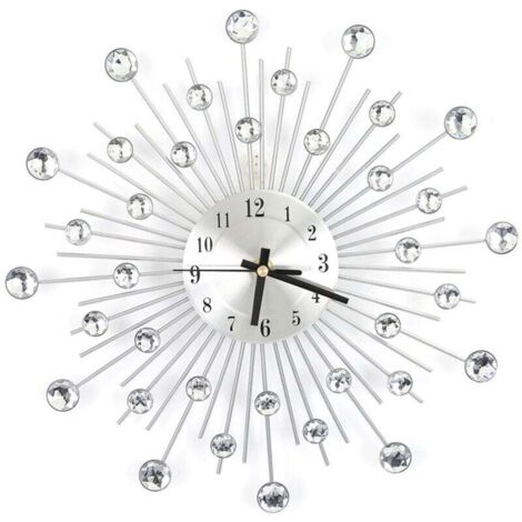 Orologio da parete fai da te Ulisem3D, orologi da parete decorati a mano con diamanti e perle di cristallo, orologio da parete decorato a raggiera in metallo silenzioso per soggiorno, camera da letto (1/4)