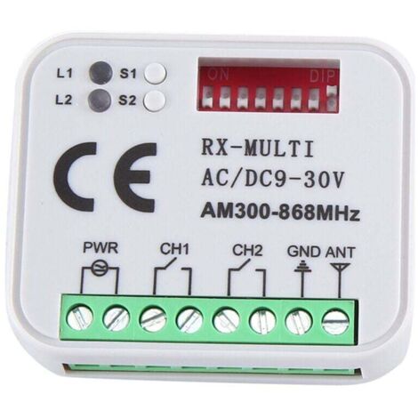 Ricevitore RX multifrequenza universale 300-868 MHz 2CH 12V 24V Modulo relè per telecomando porta garage