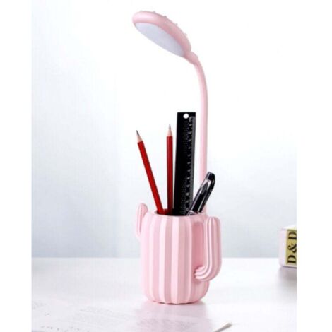 Lampada da scrivania a LED, luce notturna per bambini, lampada per la protezione degli occhi per l'apprendimento, luce verde regolabile con portapenne, soggiorno, studio, ufficio (rosa) (1/3)
