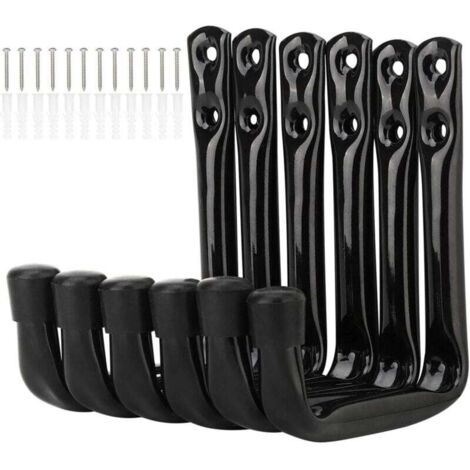 Set di 6 ganci a J resistenti per riporre oggetti in garage, staffe da parete in acciaio (11,52 cm x 10 cm) (1/4)