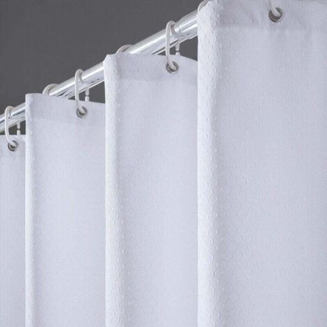 Tenda da doccia antimuffa, tessuto spesso in poliestere impermeabile, tenda da doccia in tessuto lavabile per vasca o bagno, 12 ganci per tenda da doccia, motivo a nido d'ape bianco, 180x1