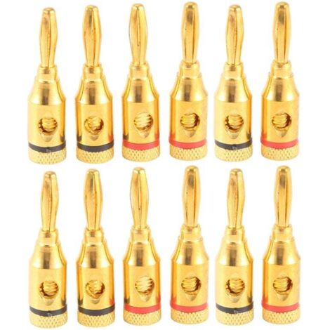 Connettore a banana placcato oro, tipo a vite aperta (6 paia (12 spine)) (1/4)