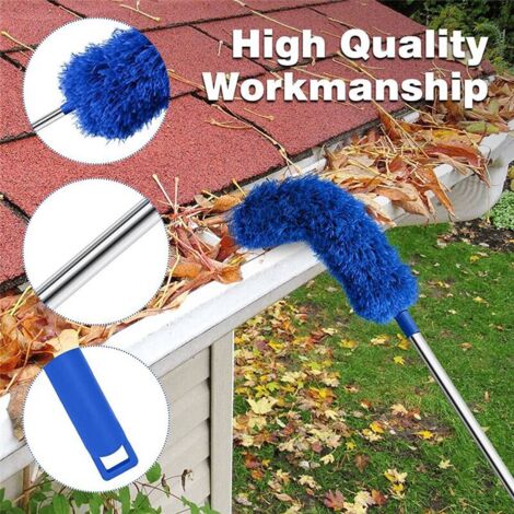 Spazzola telescopica con setole dure e setole dure, manico lungo, spazzola per la pulizia di casa, terrazze, garage, patio, asta da 9 m/testina da 50 cm