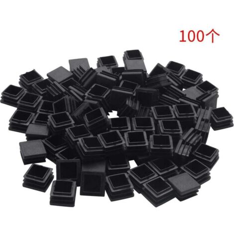 100 pezzi di tappi terminali quadrati per tubi in plastica, 20 mm x 20 mm, neri