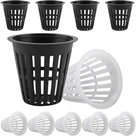 Vasi idroponici in plastica da 50 pezzi, cestini riutilizzabili per piante acquatiche per coltivazione idroponica e aeroponica, piantagione di fiori e giardinaggio (25 neri, 25 bianchi) 5,55