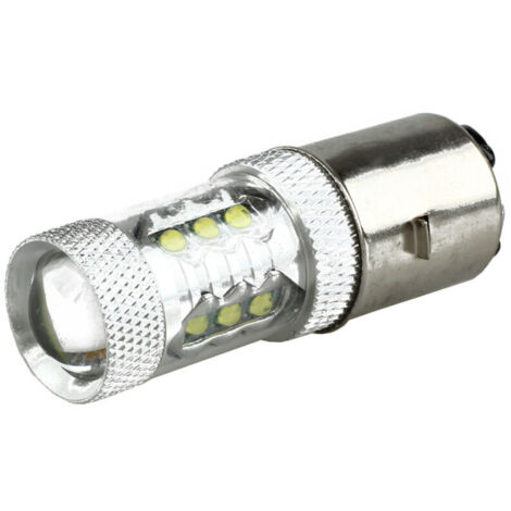 Lampadina per fari moto BA20D H6 da 80 W bianca 16 LED per ciclomotori e quad (1/4)