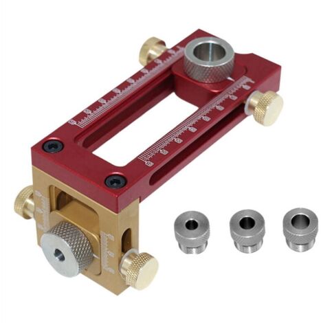 Guida di foratura 2 in 1, dima, localizzatore, viti, punte per trapano per mobili, punte per trapano per legno, 5 fori, 6, 8, 10, 12, 15 mm