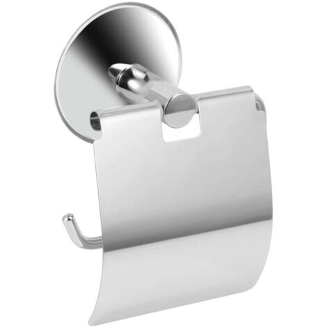 Porta carta igienica in acciaio inossidabile resistente con supporto a parete a ventosa e portarotolo (1/4)