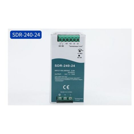 Alimentatore switching SDR-240-24 con funzione PFC, capacità di carico del 150%, guida DIN