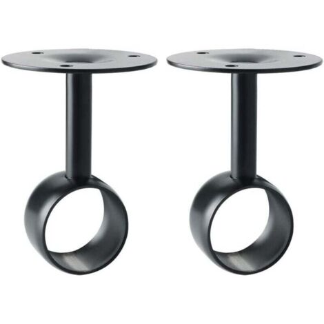 Supporto da soffitto per asta per tende, supporto per asta per guardaroba, staffa di montaggio regolabile con viti per guardaroba e tende, set da 2, finitura in acciaio inossidabile nero opaco