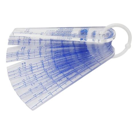 Misuratore di spessore per plastica da 0,05 mm a 3 mm, strumento di misurazione della deviazione metrica, 21 fogli