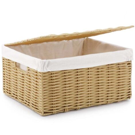 Cesto portabiancheria intrecciato a mano, cesto portabiancheria sporca in rattan sintetico, con coperchio e manici, pieghevole, sacco interno rimovibile, color legno