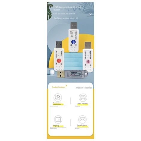 Termómetro USB Con Registrador De Datos - Registro De Temperatura Reutilizable 32 000 Puntos De Datos Verde 71568770 - Foto 5