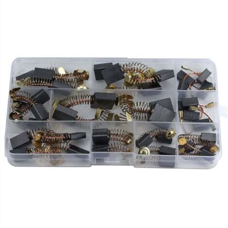 Kit di spazzole di carbone da 40 pezzi per motori elettrici, 10 misure, per la riparazione di utensili elettrici