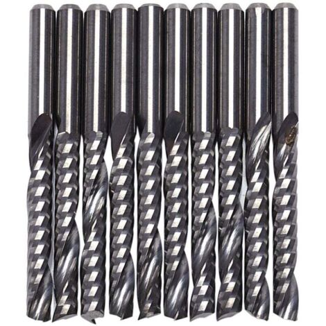 10 pezzi di frese per router CNC 3,175 x 22 mm, fresa a spirale in carburo a un tagliente