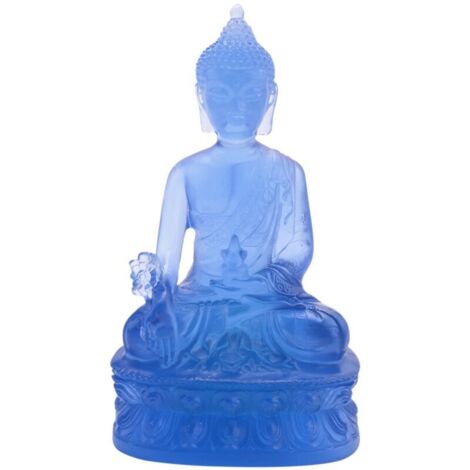 Statua di medicina tibetana, scultura in resina traslucida, decorazione da collezione per la meditazione spirituale - Blu