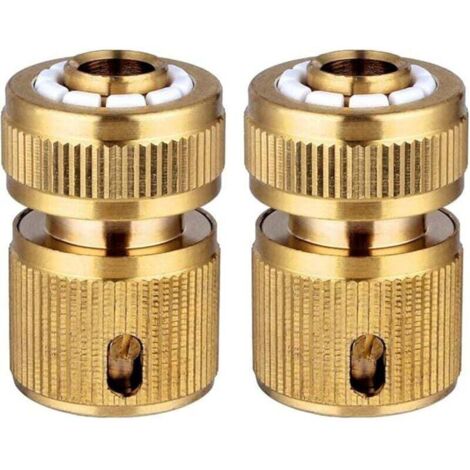 Set di 2 connettori rapidi in ottone per tubo da giardino, connettori rapidi per tubo da giardino, connettori rapidi da 1/2" (1/4)