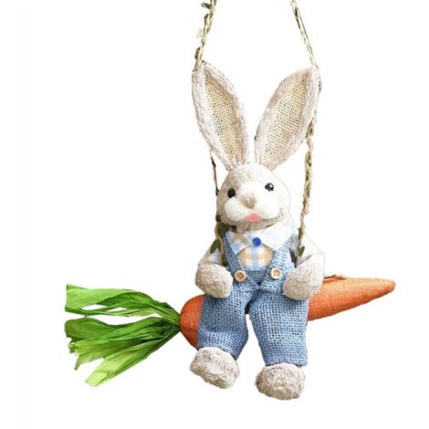 Coniglietto pasquale, animale di peluche coniglietto pasquale | Simpatico peluche di coniglio pasquale con le gambe lunghe - Bambola di coniglio seduta fatta a mano da 16,5 pollici per soggiorno camer