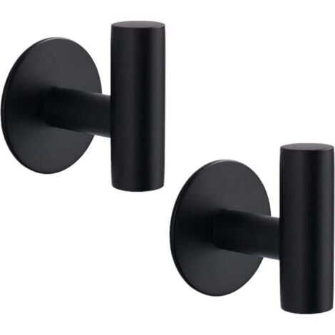2 ganci adesivi da parete 3M per bagno, acciaio inossidabile resistente, nessuna perforazione richiesta, ganci da parete antiruggine per cucina, WC, garage, nero (1/4)