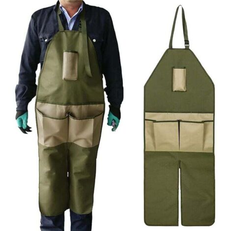 Grembiule lungo da giardiniere con protezione per le gambe, grembiule da lavoro con più tasche portautensili, ideale per giardinaggio, fai da te, falegnameria, garage, officina