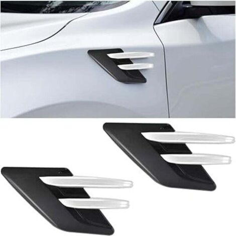 Griglia di ventilazione laterale per auto in 2 pezzi, griglia di ventilazione, griglia di ventilazione laterale per cofano auto (argento)