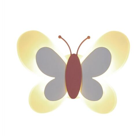 Applique a LED a forma di farfalla da 14 W, bianca e rosa, per cameretta dei bambini, design moderno ad ala (1/4)