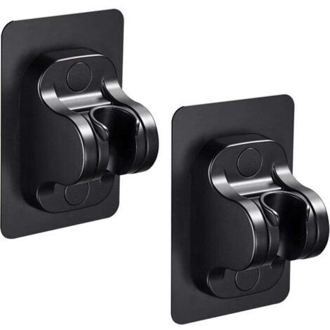 Supporto per doccia senza foratura, supporto per soffione doccia autoadesivo, supporto per soffione doccia staccabile a parete con angolazione regolabile, per soffioni doccia e doccette, 2 pezzi (nero (1/3)