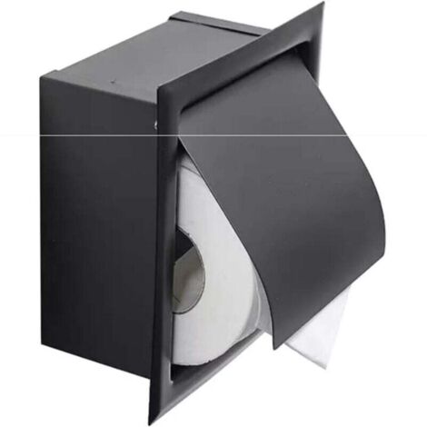Porta carta igienica da incasso, acciaio inox con coperchio, design da incasso, salvaspazio, porta carta igienica nero opaco, adatto per cucina, camera da letto e bagno