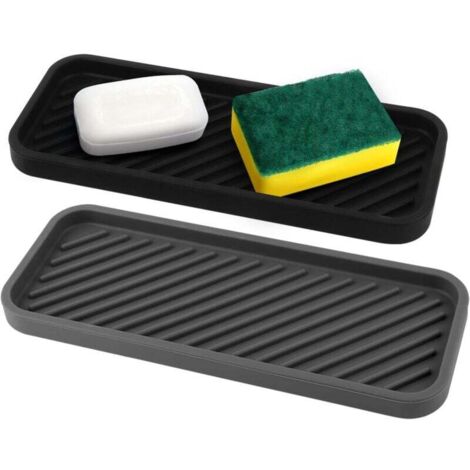 Organizer per lavello in silicone - Confezione da 2 tappetini scolapiatti 22,8 cm x 9 cm - Portaoggetti da cucina per riporre spugne, detersivo per piatti, sapone