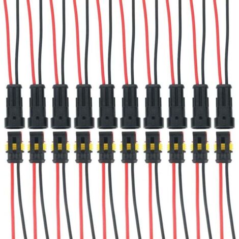 10 kit di connettori elettrici per auto impermeabili a 2 pin con filo, spina per auto impermeabile, antipolvere, isolata e sigillata