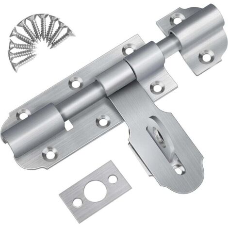 Catenaccio per porta esterna con chiusura a lucchetto, chiavistello per porta scorrevole in acciaio inossidabile da 135 mm, piccolo chiavistello per porta con viti per magazzino, garage, cancello del (1/4)