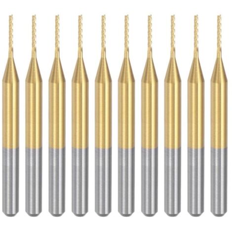 Frese per incisione in carburo di titanio, 10 pezzi, frese CNC per macchine PCB, gambo da 0,8 mm, rivestimento in titanio
