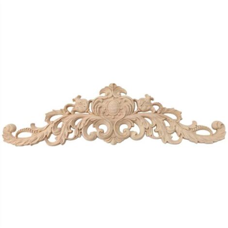 Adesivo in legno di hevea intagliato 40 x 12 cm Decorazione naturale per mobili (1/4)