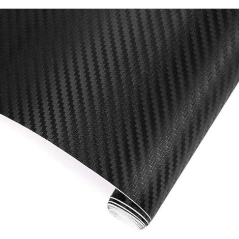 Adesivo per auto in fibra di carbonio, 1520 x 300 mm, pellicola adesiva in vinile per auto, fai da te e moto, interni/esterni, effetto 3D, nero opaco